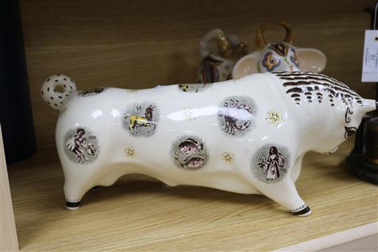 One Wedgwood bull and one Wedgwood & Co. bull including Zodiac